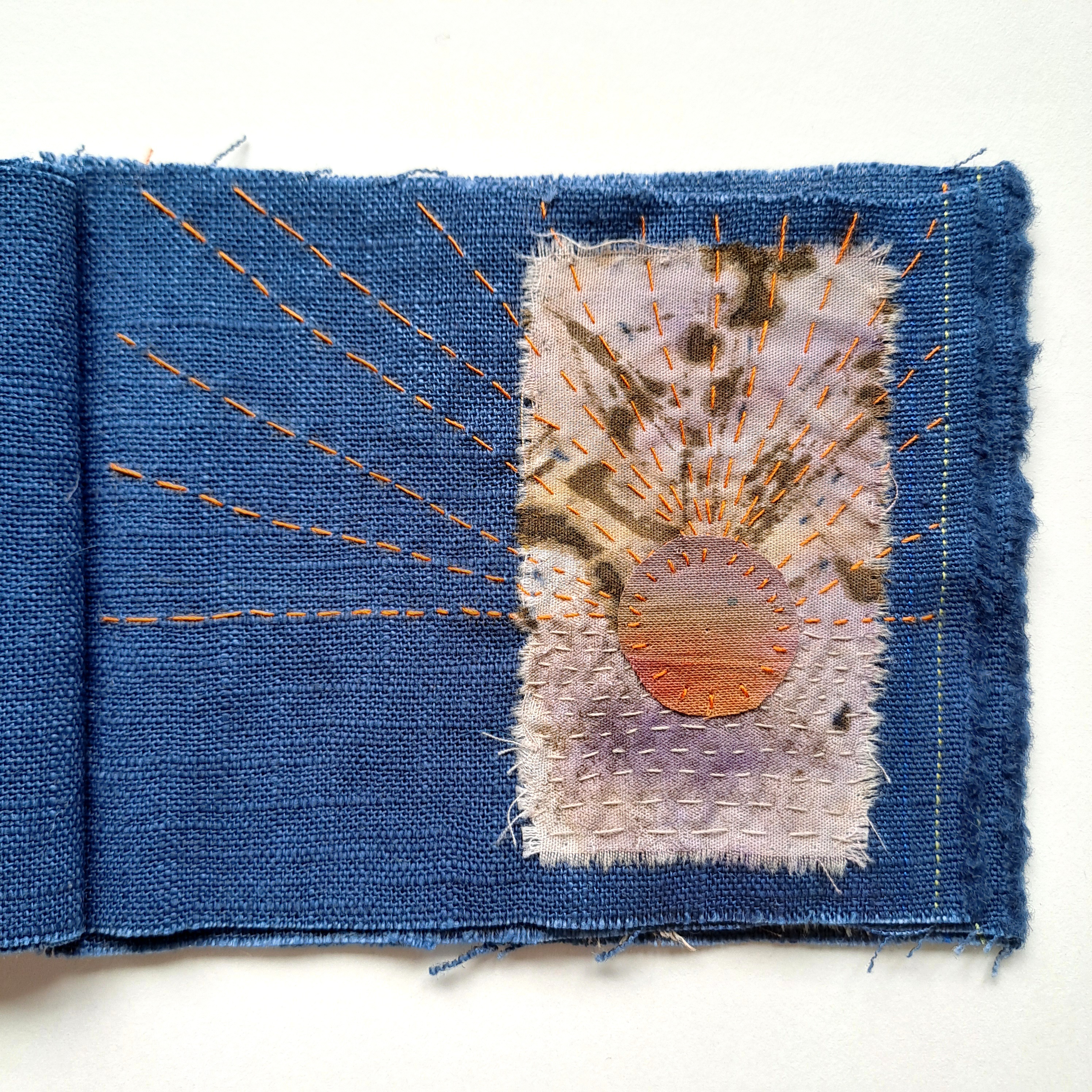 ONLINE ART CLASS, selling E-Course Make Fabric Meditation Books, Slow Stitching Online Art Class Tutorial with Emma Freeman